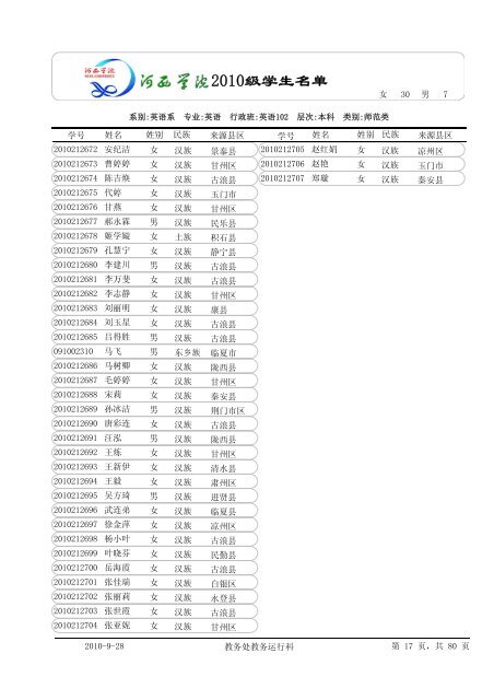 æ²³è¥¿å­¦é¢2010çº§