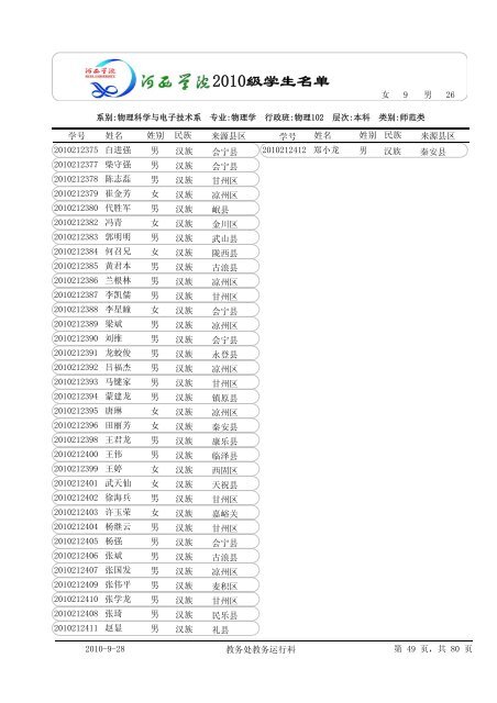 æ²³è¥¿å­¦é¢2010çº§