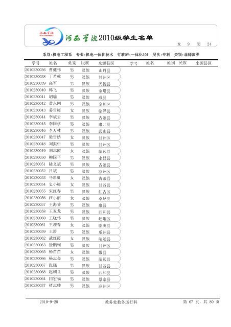 æ²³è¥¿å­¦é¢2010çº§