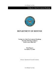 Testing in a Joint Environment Roadmap - U.S. Army Operational ...