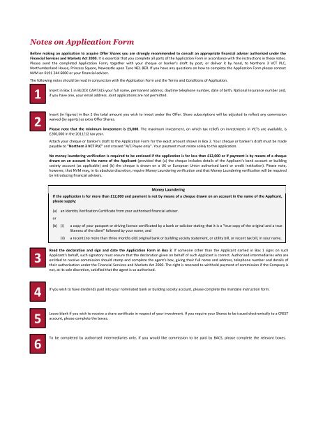 Northern 3 VCT PLC Application Form - Clubfinance