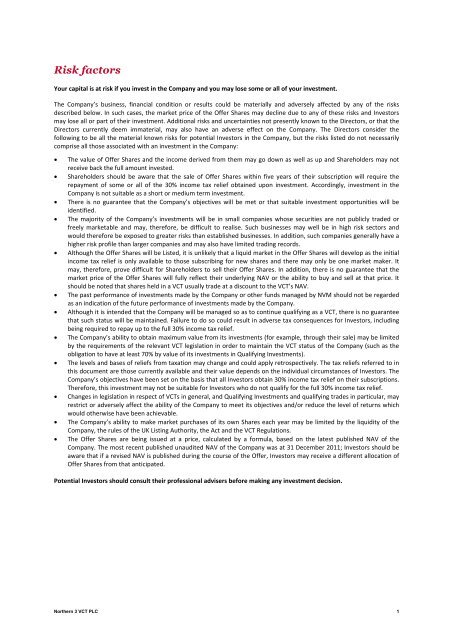 Northern 3 VCT PLC Application Form - Clubfinance