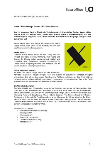 Lista Office Design Award 08: Â«Alles BlechÂ» (pdf, 89 kB)
