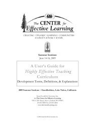 A User's Guide for Highly Effective Teaching Curriculum