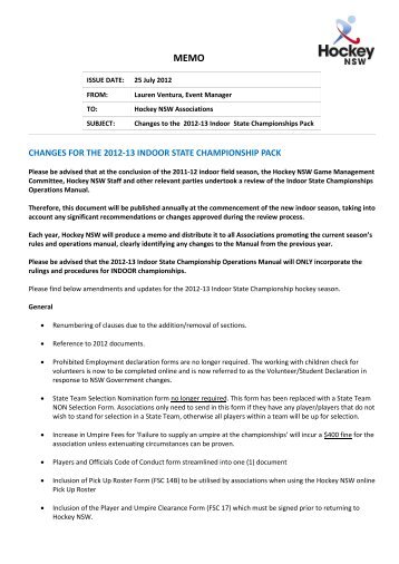 changes for the 2012-13 indoor state championship pack