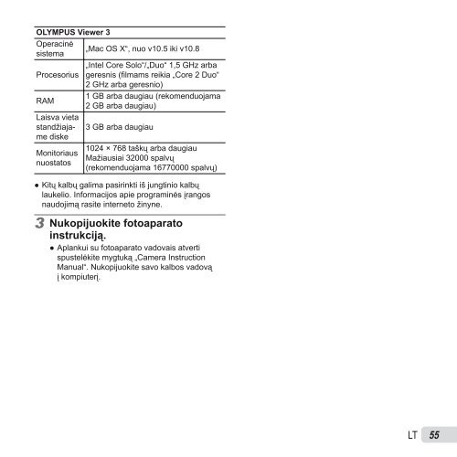 Naudojimo instrukcija SH-50 - Olympus