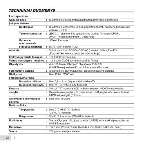 Naudojimo instrukcija SH-50 - Olympus