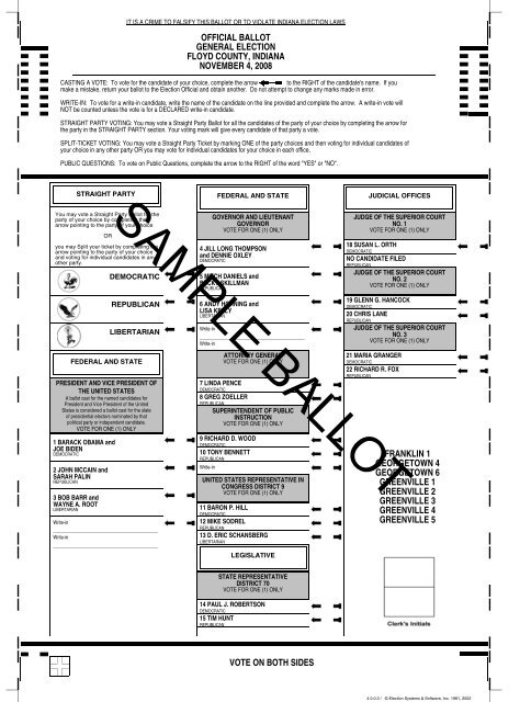 official ballot general election floyd county, indiana november 4