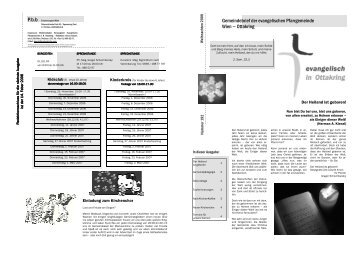 Gemeindebrief der evangelischen Pfarrgemeinde Wien â Ottakring