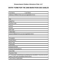 entry form for the 2008 marathon des sables - Dreamchasers ...