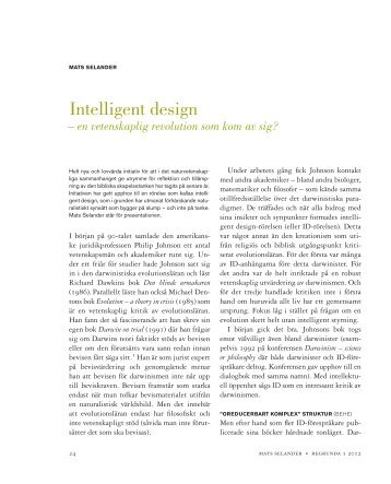 Intelligent design - en vetenskaplig revolution som kom av ... - Till Liv