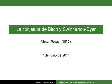 La conjetura de Birch y Swinnerton-Dyer - GARF