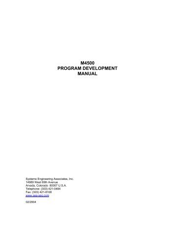 M4500 PROGRAM DEVELOPMENT MANUAL - Sea-Seg.com