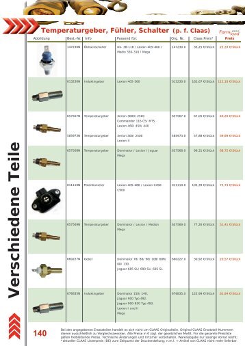 Temperaturgeber; FÃ¼hler; Schalter - Farmland.de
