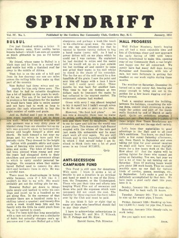 spindrift jan 1951 - Cordova Bay Association for Community Affairs