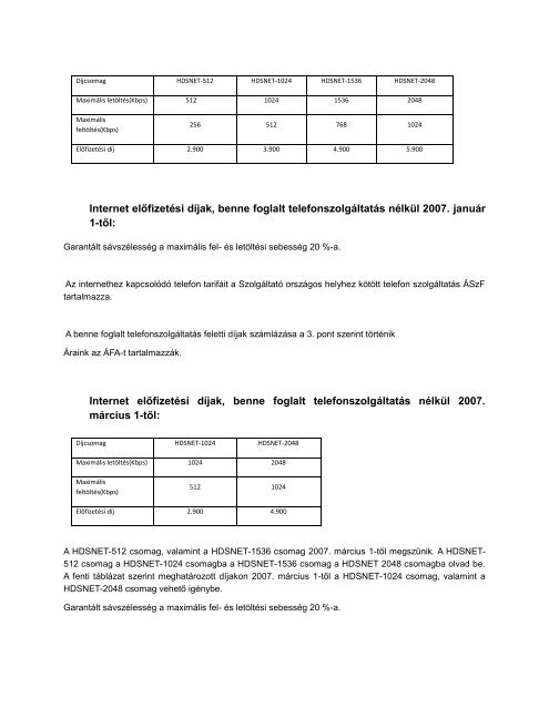 C. MellÃ©klet: Az internet szolgÃ¡ltatÃ¡sra vonatkozÃ³ speciÃ¡lis ... - Digi