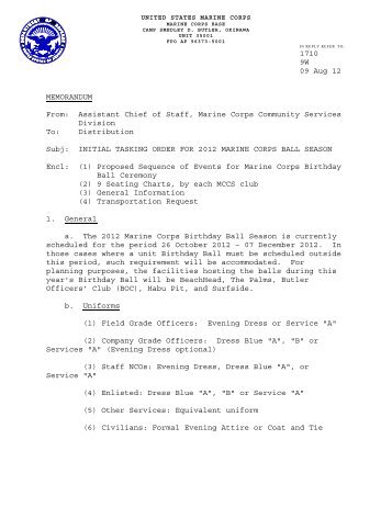 memorandum for marine corps ball working group - MCCS Okinawa