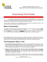 Overcoming Test Anxiety - Student Academic Resource Center ...