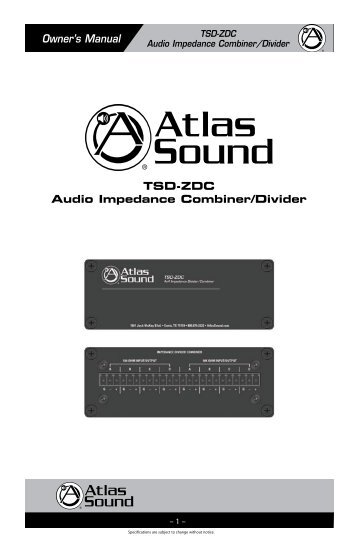 Owner's Manual TSD-ZDC Audio Impedance Combiner ... - CIE-Group