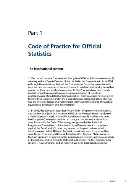 Code of Practice for Official Statistics: Report on the consultation and ...