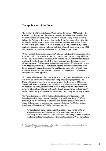 Code of Practice for Official Statistics: Report on the consultation and ...