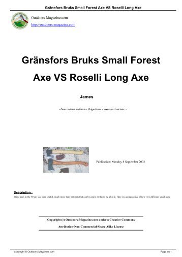 Gränsfors Bruks Small Forest Axe VS Roselli Long Axe