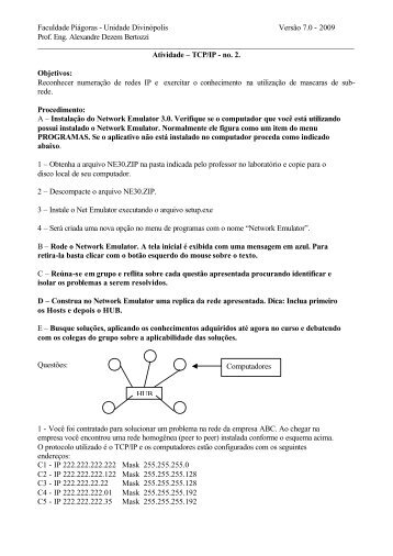 atividade pratica tcpip ne 3.pdf - Prof. Eng. Alexandre Dezem ...