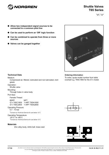 Shuttle Valves T65 Series