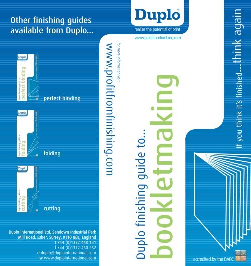 Duplo finishing guide  to... - Fingerprint Digital