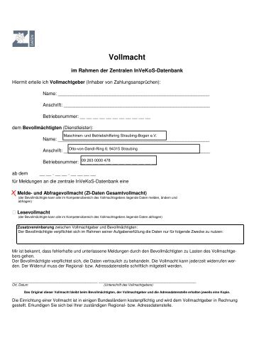 Vollmacht fÃ¼r MR - Maschinenring Straubing - Bogen eV