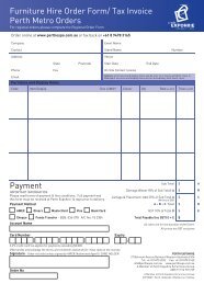 Furniture Hire Order Form/ Tax Invoice Perth Metro Orders Payment