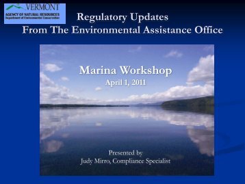 Marina Workshop - VT DEC | Environmental Assistance Division