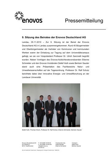 9. Sitzung des Beirates der Enovos Deutschland AG