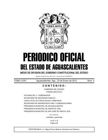PERIODICO OFICIAL - Gobierno de Aguascalientes