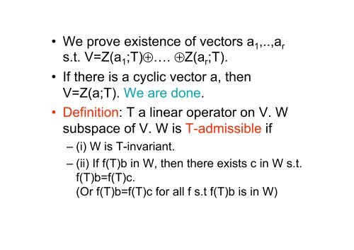 7.2. Cyclic decomposition and rational forms