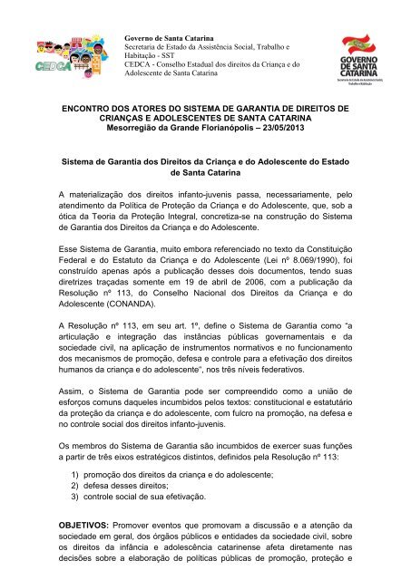 ENCONTRO DOS ATORES DO SISTEMA DE GARANTIA DE ... - SST