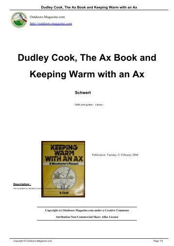 Dudley Cook, The Ax Book and Keeping Warm with an Ax