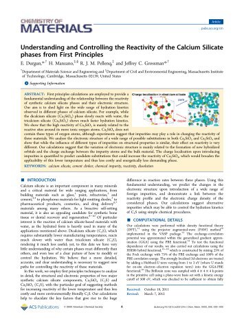 Understanding and Controlling the Reactivity of the Calcium Silicate ...