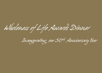 Wholeness of Life Awards Dinner - HealthCare Chaplaincy