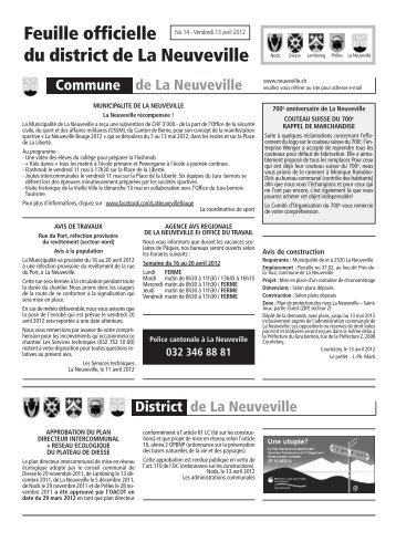 No 14 - 13 avril - Imprimerie du Courrier, La Neuveville