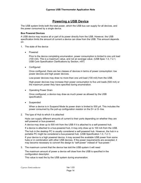 Designing a Universal Serial Bus (USB) Device Using the Cypress ...