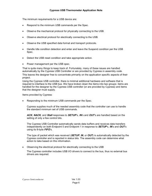 Designing a Universal Serial Bus (USB) Device Using the Cypress ...