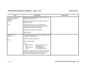 Grammar/VocabularyÃ¢Â€Â”Grammar - Wilderness Adventure Books