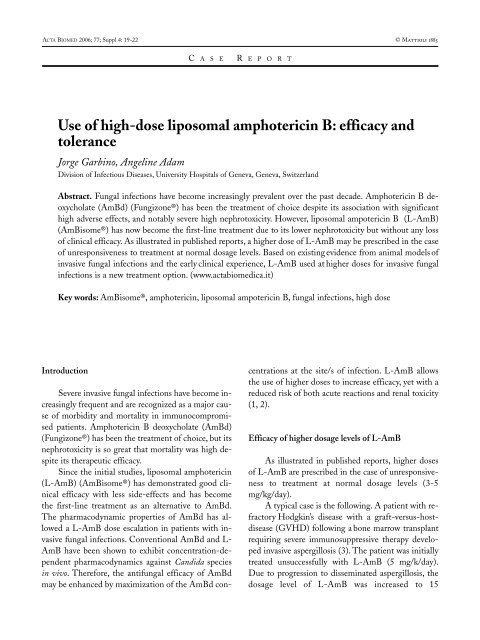 Use Of High-dose Liposomal Amphotericin B: Efficacy And Tolerance ...