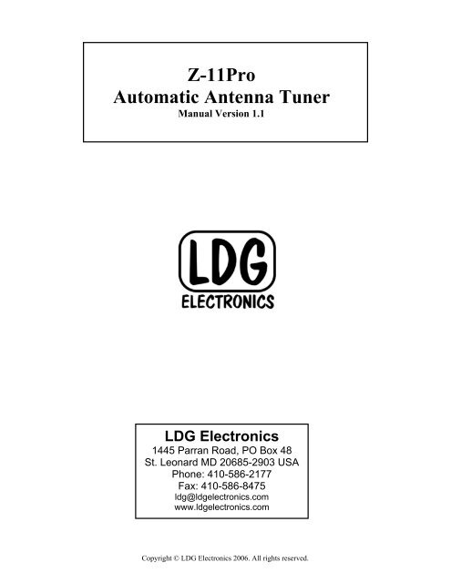 Z-11Pro Automatic Antenna Tuner - LDG Electronics