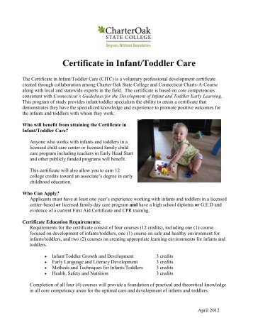 Infant/Toddler Credential - Charter Oak State College