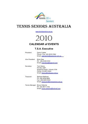 Australian Tournament Calendar released - Tennis Seniors Australia