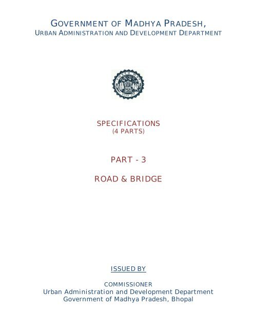 Specification Part 3 - Road & Bridge Works - Urban Administration