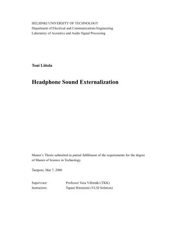 Headphone Sound Externalization - TKK Acoustics