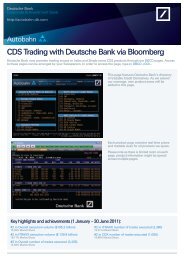 CDS Trading with Deutsche Bank via Bloomberg - Autobahn